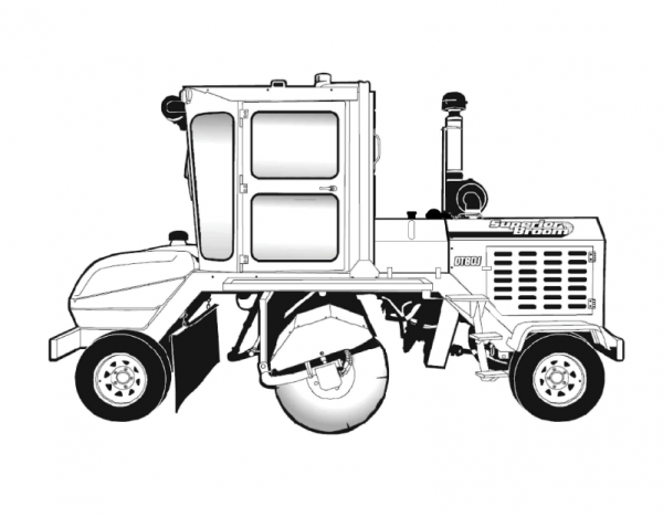 Black & white illustration of our mid-mount sweeper broom